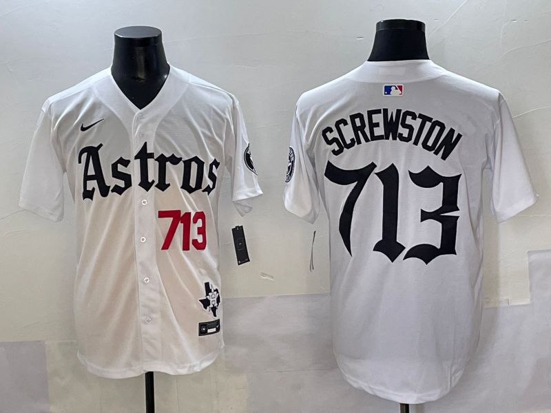Men 2025 Houston Astros 713 Screwston White Five generations Joint Name Nike MLB Jersey style 2